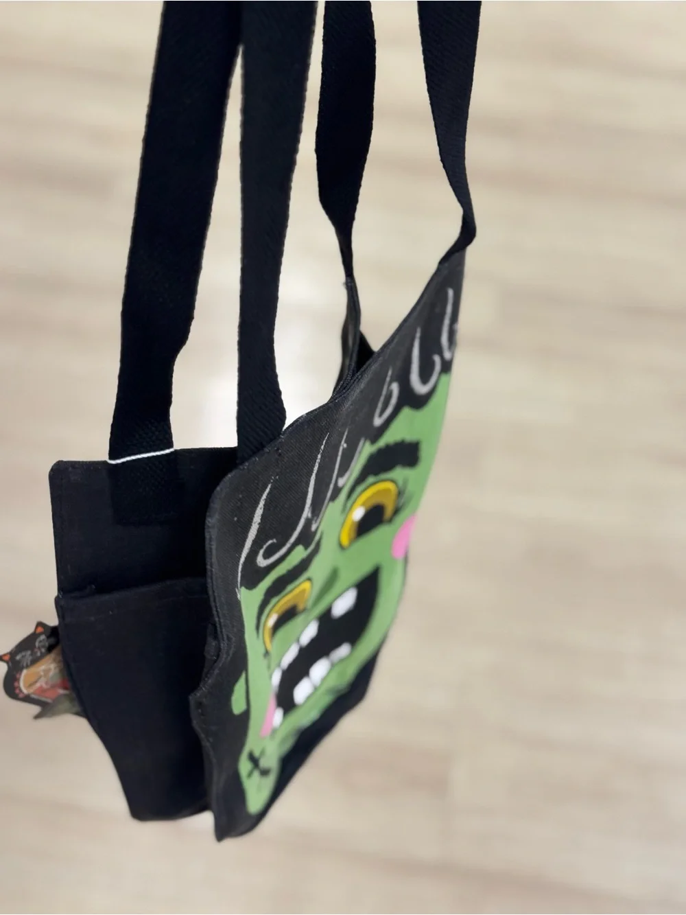 Novelty Frankenstein Face Black treat Bag - Green